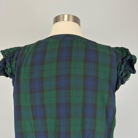 Vineyard Vines Womens Blackwatch Tunic Dress Green Plaid Flutter Sleeve size M - Picture 8 of 13